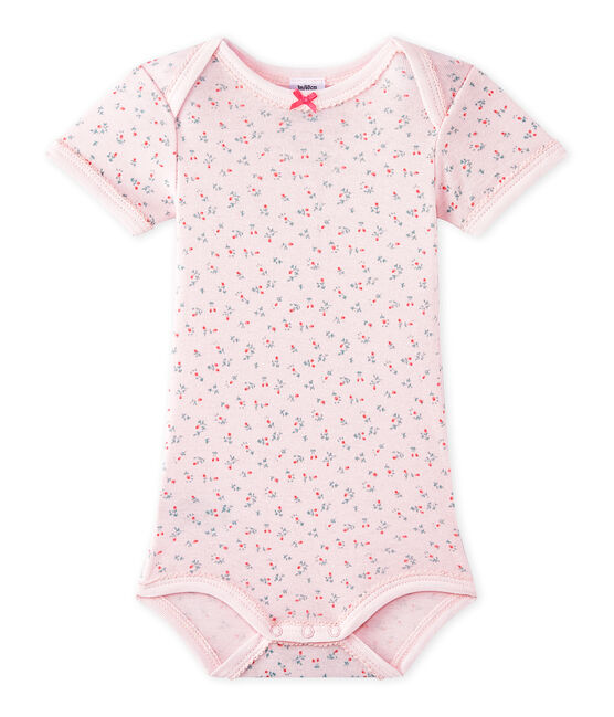 Body bébé fille manches courtes imprimé rose VIENNE/blanc MULTICO