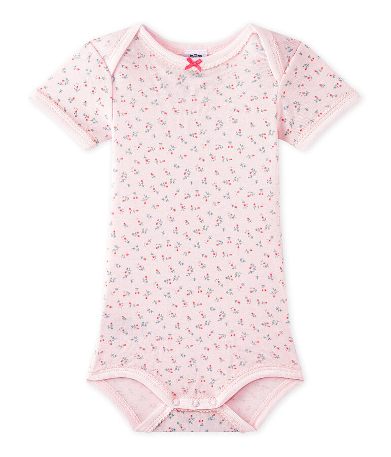 Body met korte mouwen en print voor babymeisjes roze/multicouleur