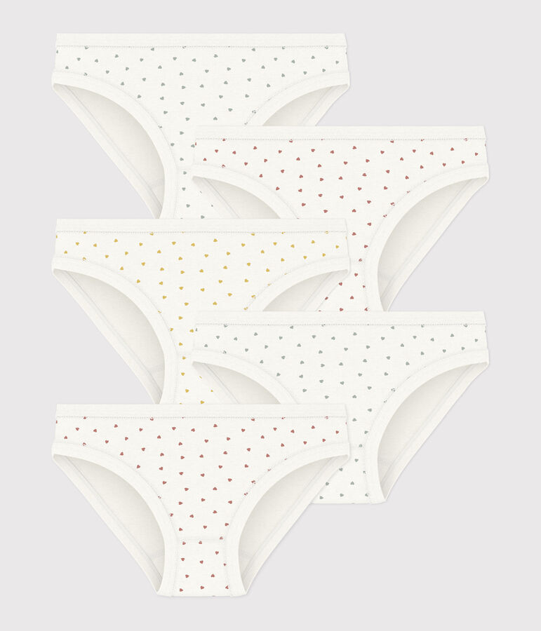 Set van 5 katoenen meisjesslips met hartjes multicouleur