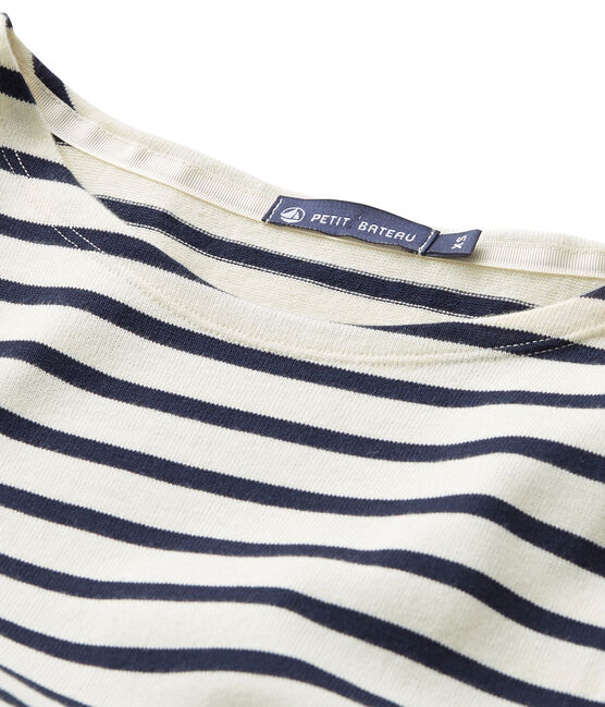 Marinetrui voor dames in zware jersey beige COQUILLE/blauw SMOKING