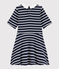 Katoenen jurk met korte mouwen voor meisjes blauw SMOKING/wit MARSHMALLOW