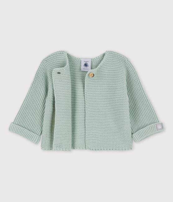 Gebreid vestje uit biokatoen voor baby's groen HERBIER