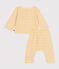 Tweedelige set van geruwde fleece voor baby's geel AVALANCHE/wit DAISY