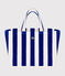 SAC DE PLAGE FEMME RAYE EN BOUCLETTE EPONGE  bleu SURF/blanc MARSHMALLOW