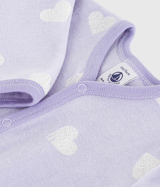 Fluwelen babypyjama met hartjesprint wit SQUAW/ MARSHMALLOW