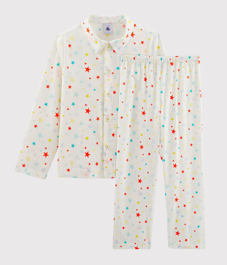 Pyjama petit gar&ccedil;on en twill blanc/multicouleur