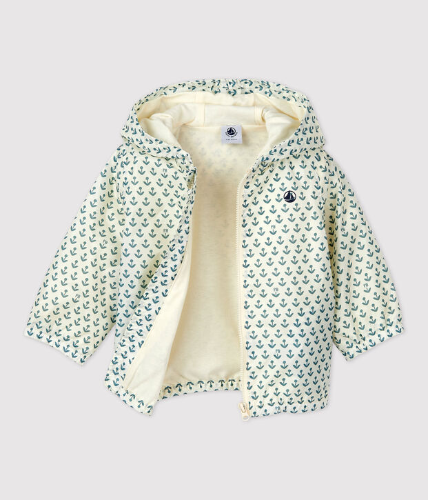 Coupe vent en polyester recycl&eacute; b&eacute;b&eacute; &eacute;cru/vert