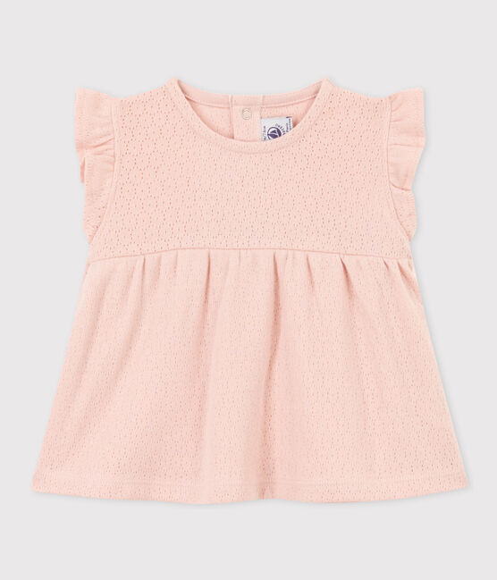 Blouse bébé sans manche en maille ajourée rose SALINE