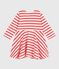 Robe marinière bébé en coton épais manches longues rose FLEUR/ SPICY
