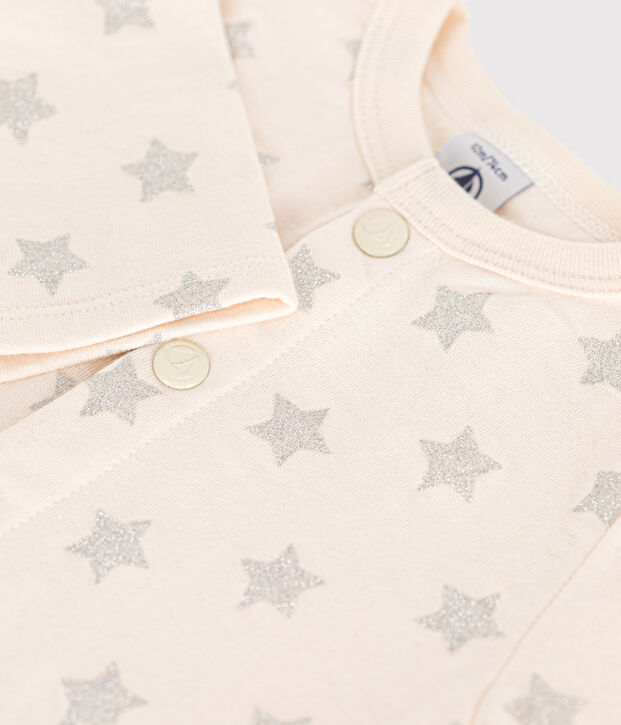 Cardigan en tubique imprim&eacute; &eacute;toile b&eacute;b&eacute; &eacute;cru/gris