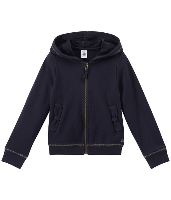 Sweat zippé à capuche fille bleu SMOKING