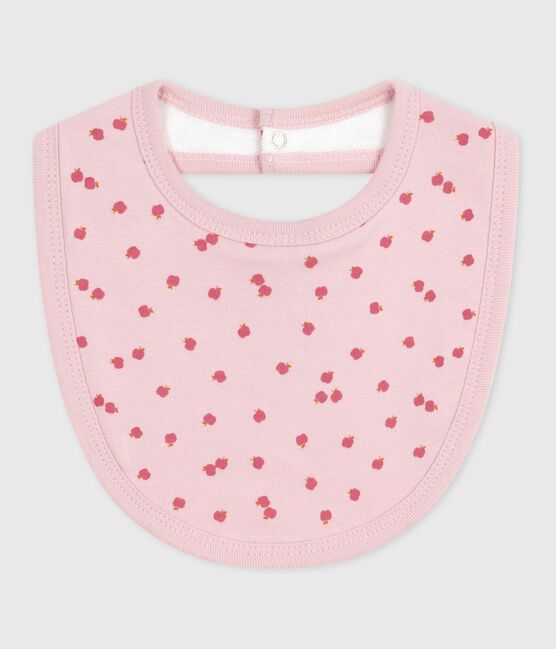 Bavoir naissance en coton imprimé rose JOLI/blanc MULTICO