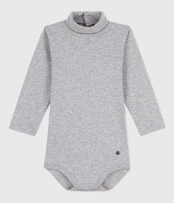 Babybody van katoen met lange mouwen en rolkraag grijs FUMEE CHINE