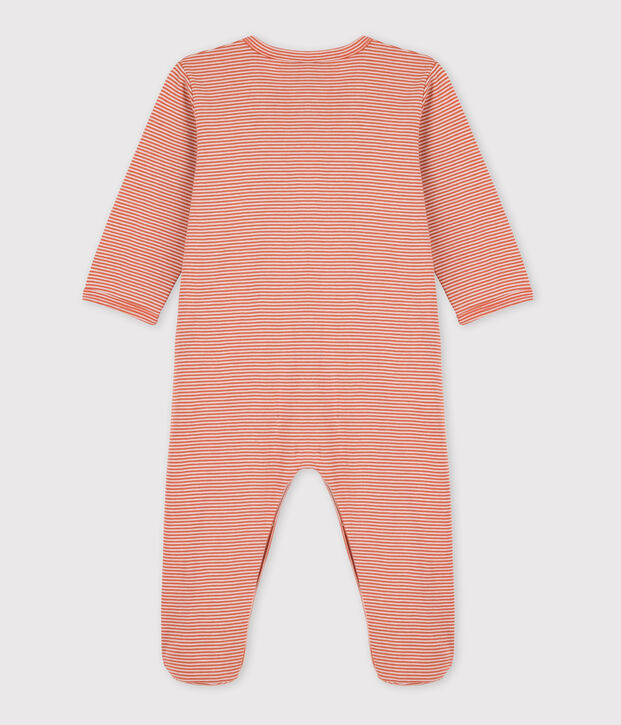 Dors-bien milleraies b&eacute;b&eacute; en coton rose/blanc