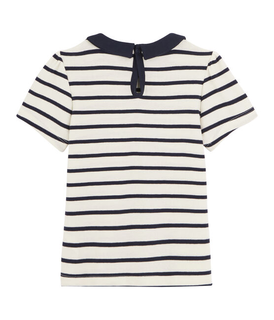 T-shirt met korte mouwen voor meisjes beige COQUILLE/blauw ABYSSE