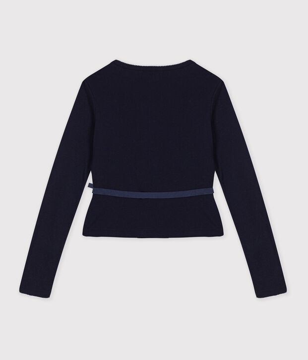 Cardigan femme en coton uni bleu marine
