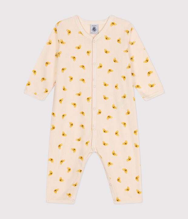 Katoenen babypyjama zonder voetjes ecru/multicouleur