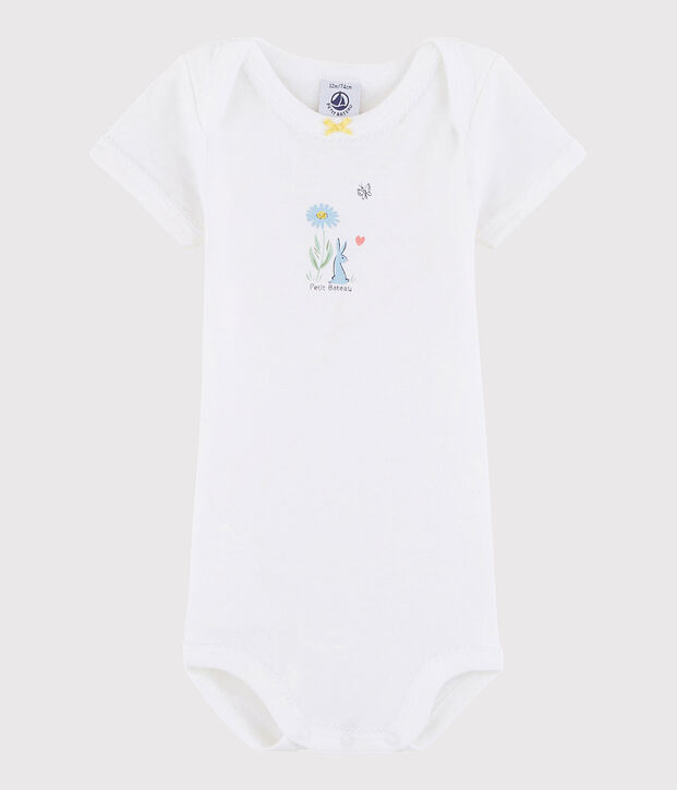 Rompertje met korte mouwen babymeisje wit