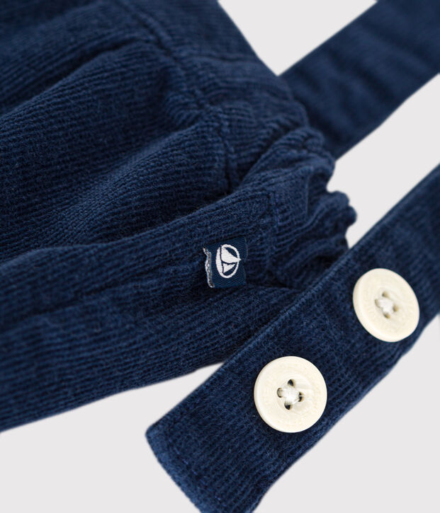 Short &agrave; bretelle en velours b&eacute;b&eacute; bleu fonc&eacute;