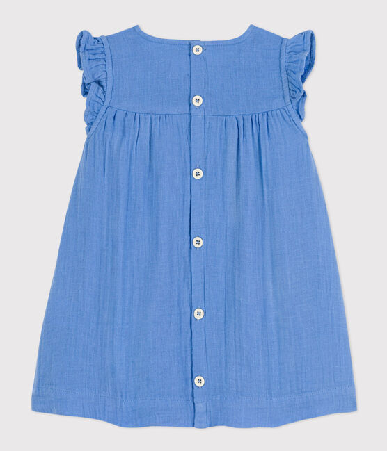 Jurk zonder mouwen van luchtig effen katoen voor baby's blauw EDNA