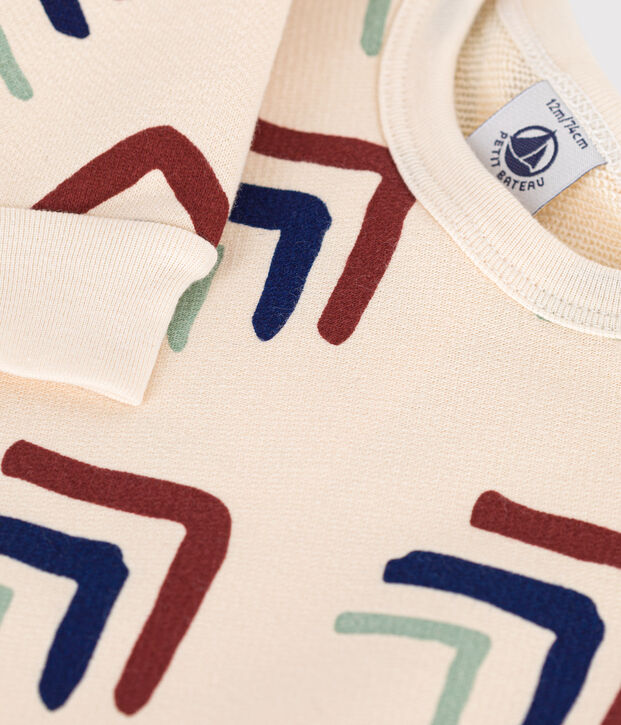 Fleece sweatshirt voor baby's ecru/blauw/multicouleur