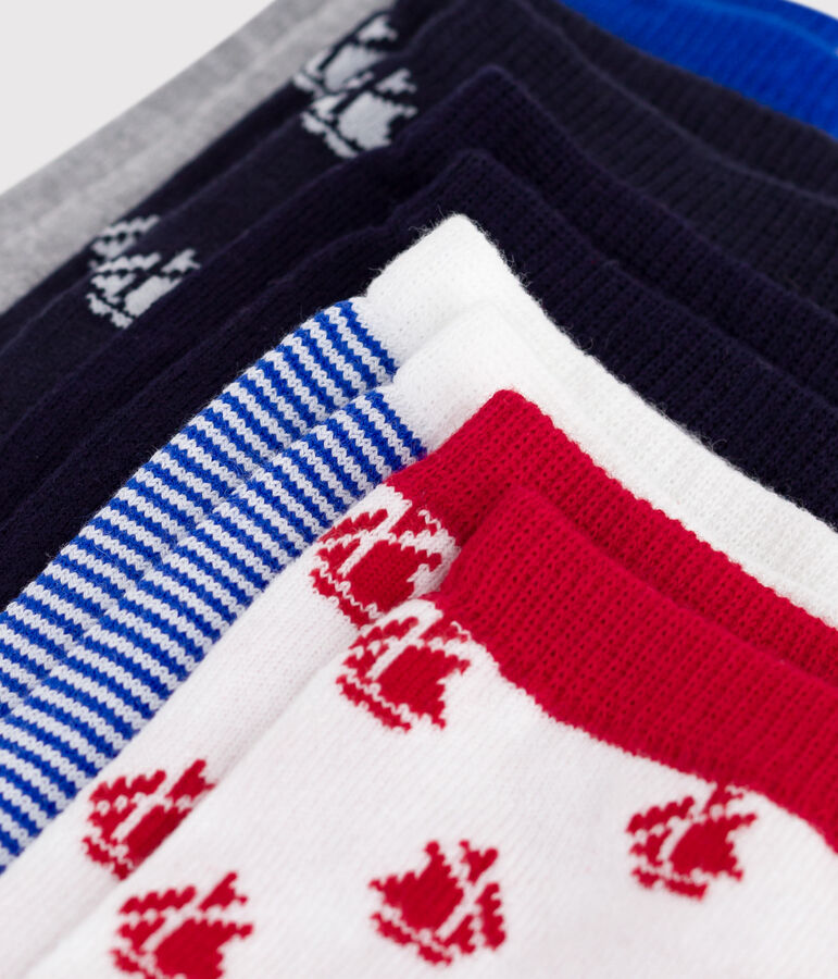 5 paires de chaussettes enfant en coton imprim&eacute; bateaux multicouleur