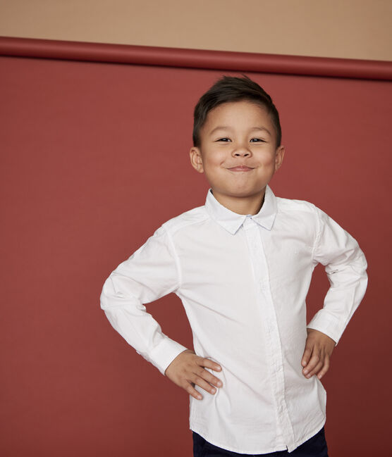 Jongensshirt van oxford stof wit ECUME