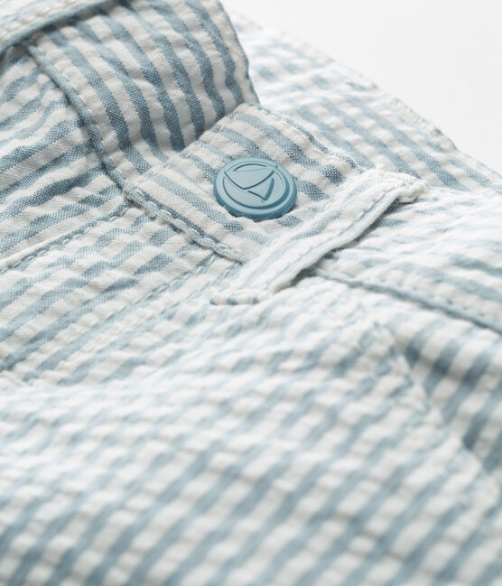 Pantalon bébé garçon rayé bleu FONTAINE/blanc MARSHMALLOW