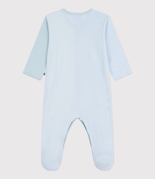 Pyjama b&eacute;b&eacute; en coton imprim&eacute; &agrave; rayures bleu/blanc