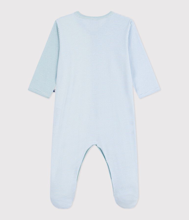 Pyjama b&eacute;b&eacute; en coton imprim&eacute; &agrave; rayures vert/blanc