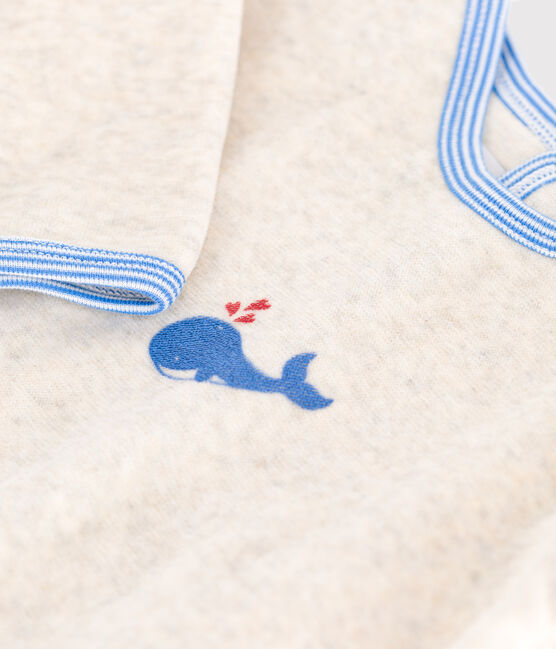 Fluwelen babypyjama met sluiting op de rug beige MONTELIMAR CHINE