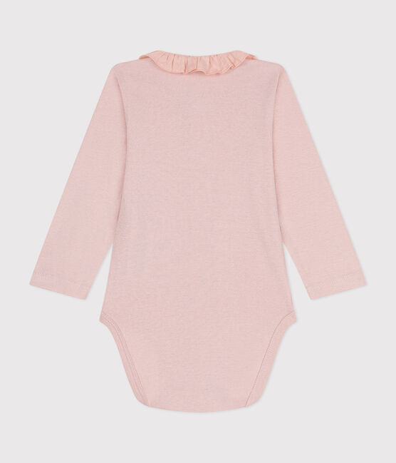 Body manches longues à collerette en coton bébé rose SALINE