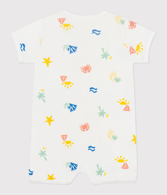 Kort katoenen kruippakje met print voor baby's wit MARSHMALLOW/wit MULTICO