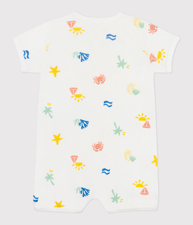 Combinaison courte b&eacute;b&eacute; en coton imprim&eacute; blanc/multicouleur