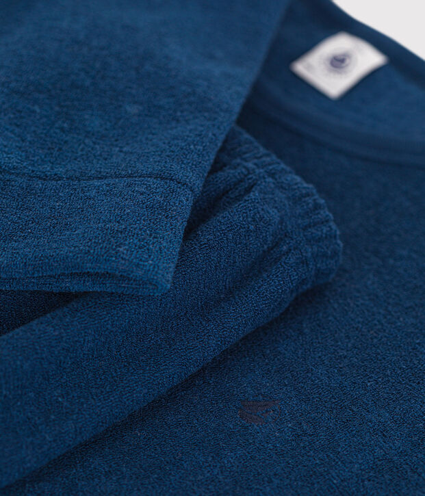 Effen pyjama van geruwde badstof voor tieners blauw