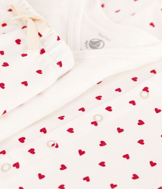 Ensemble imprimé en coton bébé blanc MARSHMALLOW/rouge PEPS