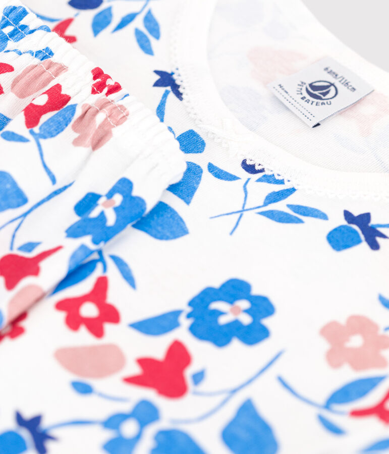 Pyjama enfant en coton blanc/multicouleur