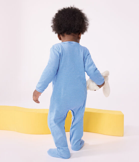 Katoenen babypyjama met streepjes DELPHINIUM/ MARSHMALLOW