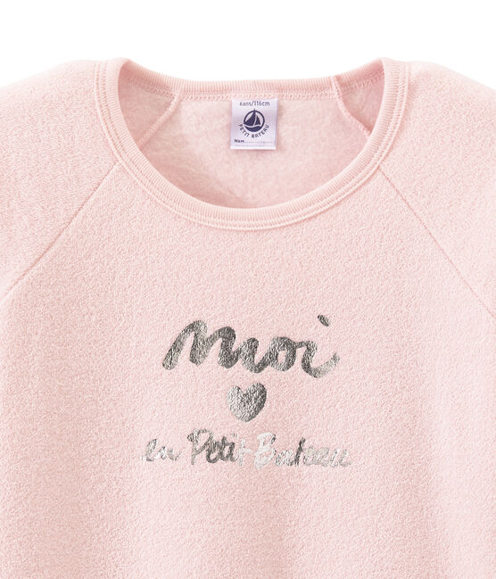Warme pyjama in geruwde bouclébadstof voor meisjes roze JOLI