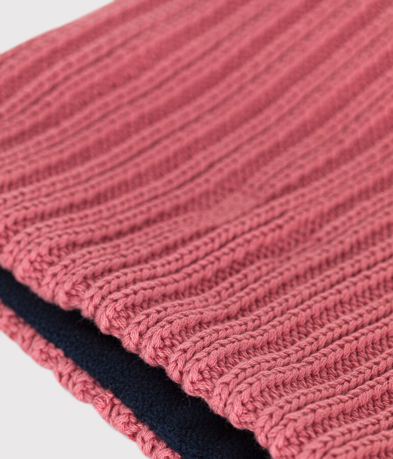 Snood en tricot doubl&eacute; en polaire enfant rose