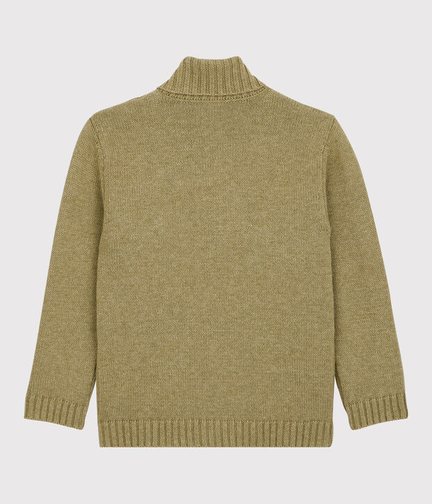 Cardigan laine et coton enfant gar&ccedil;on beige/multicouleur