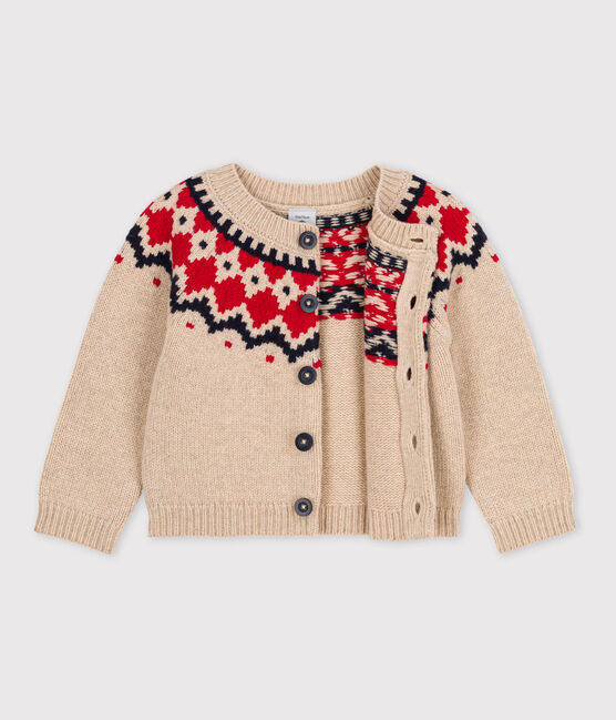 Babycardigan in tricot van wol en katoen TRENCH/ MULTICO
