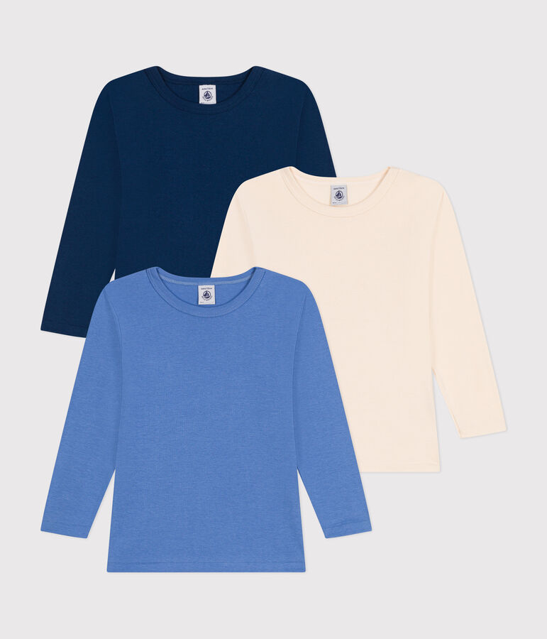 Setje met 3 basic katoenen T-shirts met lange mouw voor kinderen multicouleur
