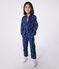 Katoenen kinderjumpsuit met lange mouwen en bloemenprint blauw MEDIEVAL/wit MARSHMALLOW
