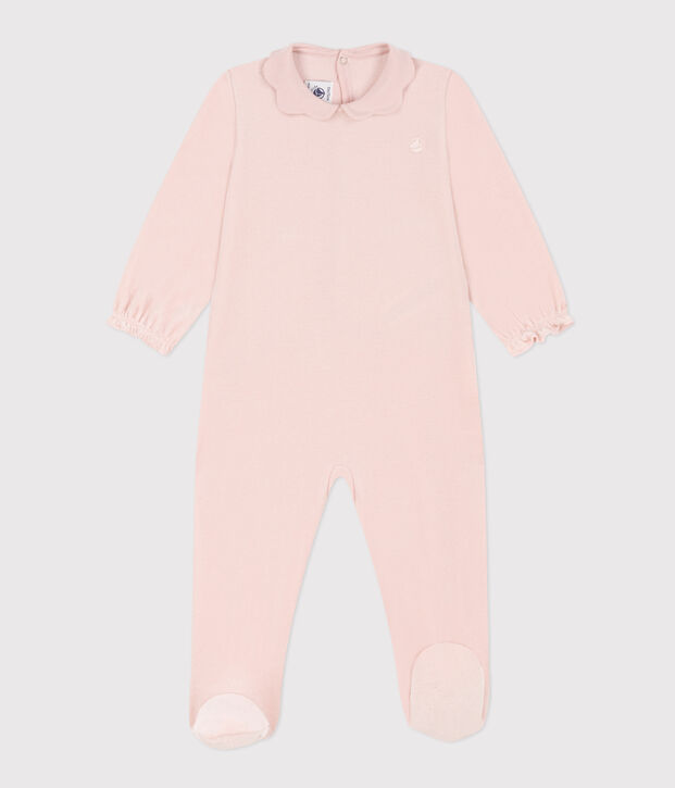 Pyjama b&eacute;b&eacute; uni rose en velours rose