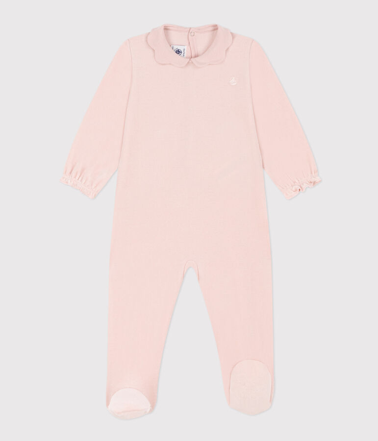 Pyjama b&eacute;b&eacute; uni rose en velours rose