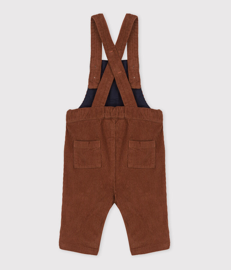 Lange tuinbroek in ribfluweel voor baby's bruin