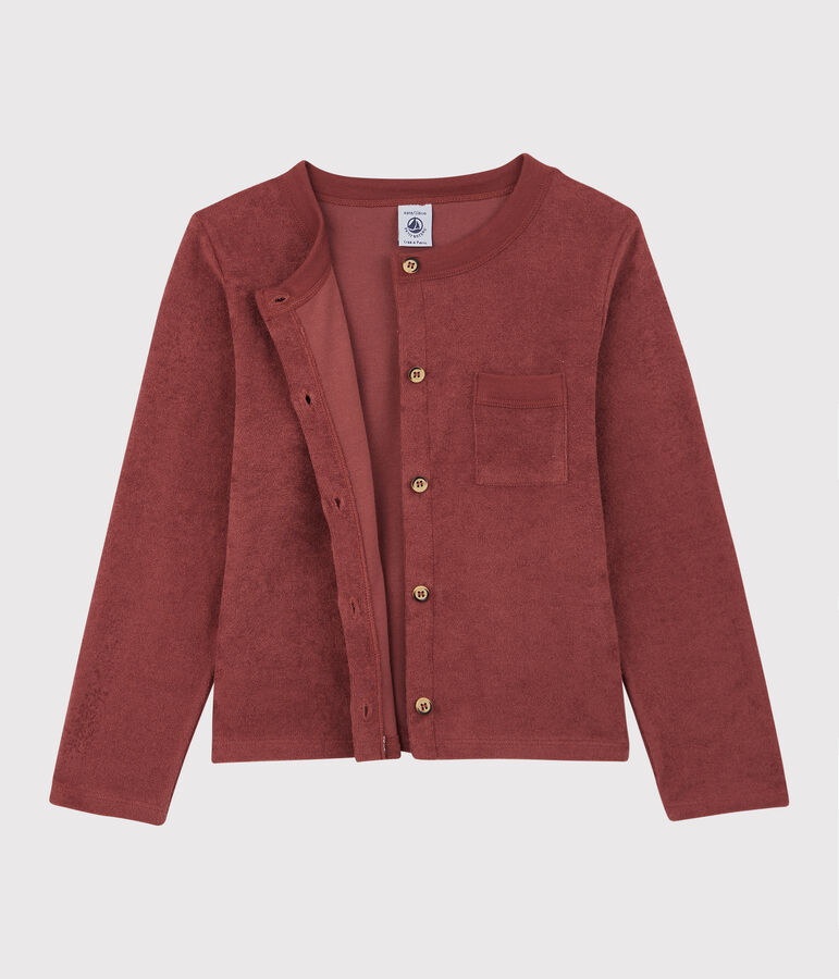 Cardigan in boucl&eacute;badstof voor meisjes bruin OMBRIE