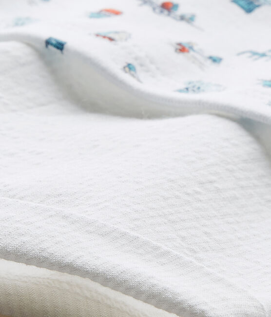 Combicourt bébé garçon bi-matière blanc ECUME/blanc MULTICO