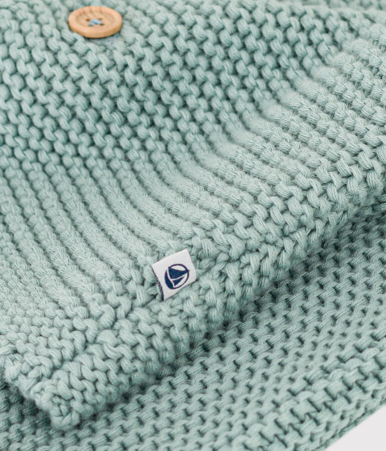 Gebreide uniseks babycardigan in ribbelsteek groen